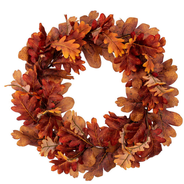 26" Orange Autumn Oak Leaf Wreath