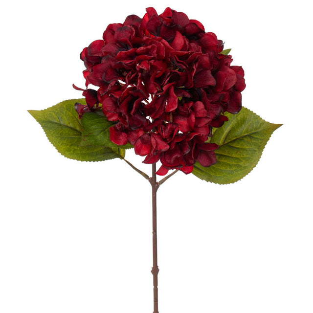 20" Real Touch Hydrangea Burgundy | Dark Purple | Orange/Red