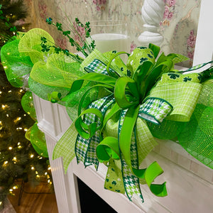 9' St. Patricks Day Garland Decor | Handtied Designer Bow