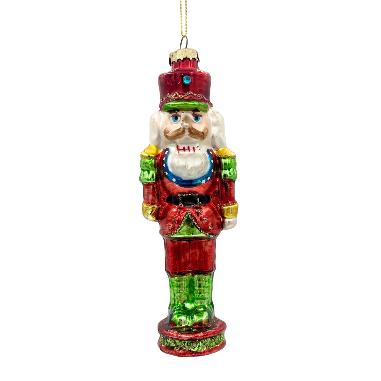6" Glass Traditional Nutcracker Ornament