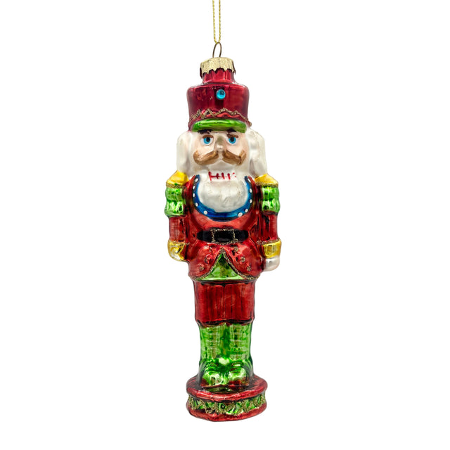 6" Glass Traditional Nutcracker Ornament