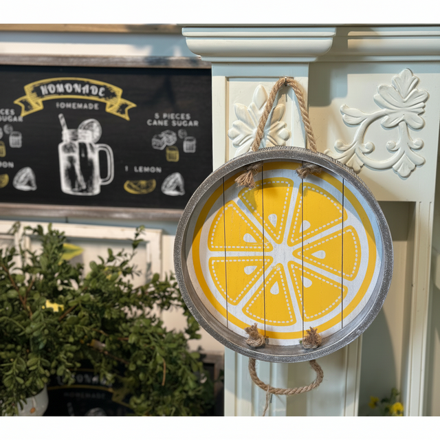 12" Wooden Shiplap Lemon Tray