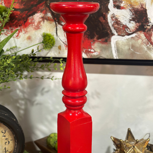24.5" Wood Spindle Stand Red
