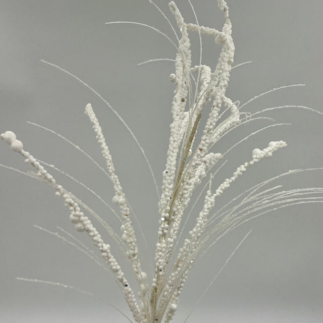 36" White Berry Twig Glitter Spray