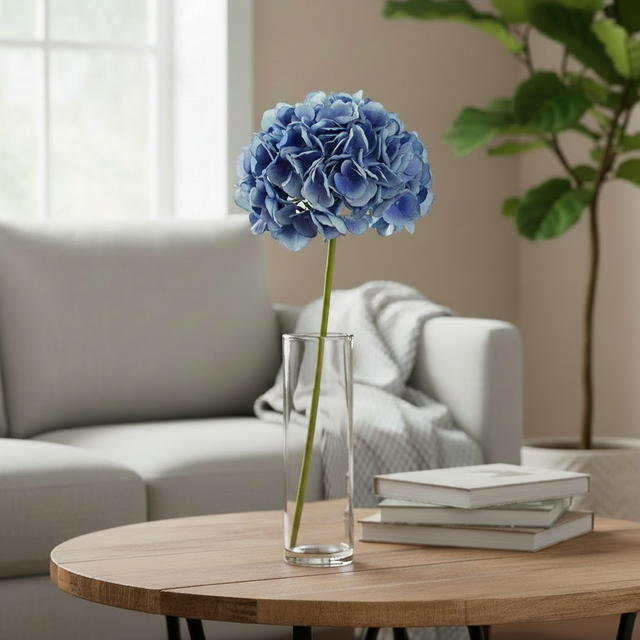 19" Blue Watercolor Hydrangea Stem