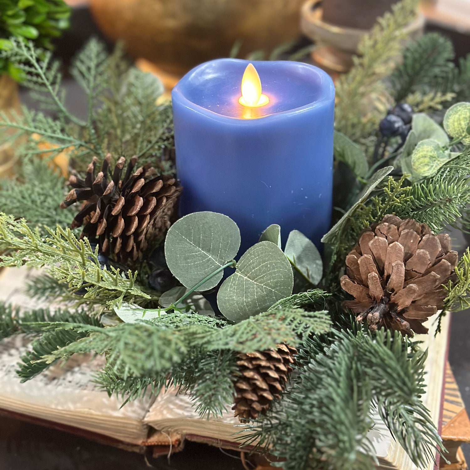 17" Blueberry and Pine Candle Ring
