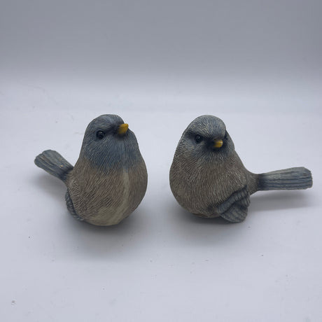 4 inch Blue and Brown Bird Pot Sitter, Set of 2