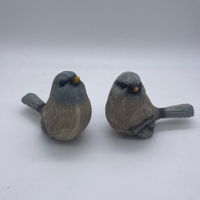 4" Blue and Brown Bird Pot Sitter | Set of 2