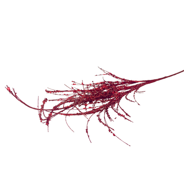 34" Red Glitter-Sequin Pampas Grass Spray