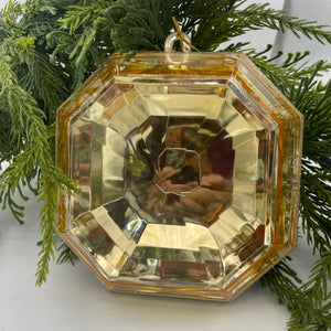 6" Champagne Square Precious Gem Ornament