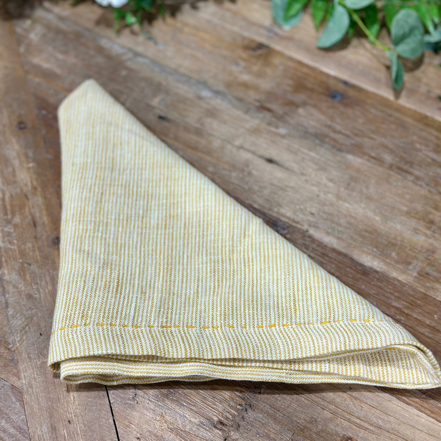 Pinstriped Linen Napkin Yellow