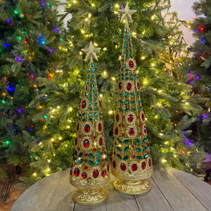 19-24" Glitter Wire Jeweled Tree Set/2