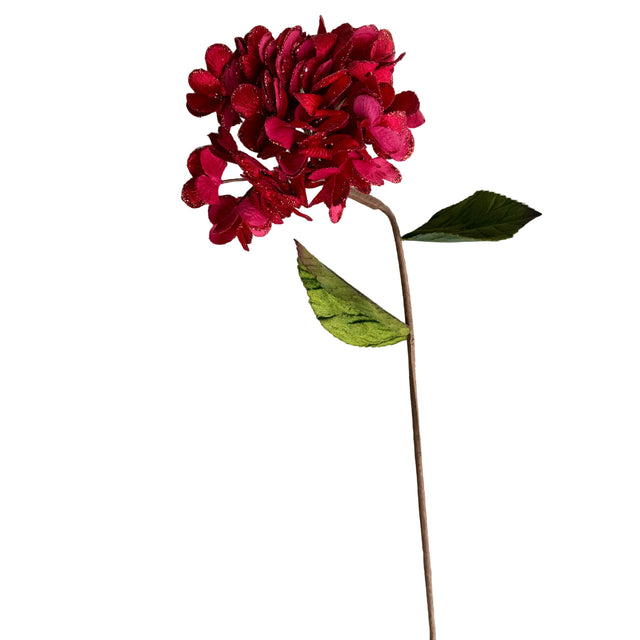 17" Hydrangea Spray Silver | Red