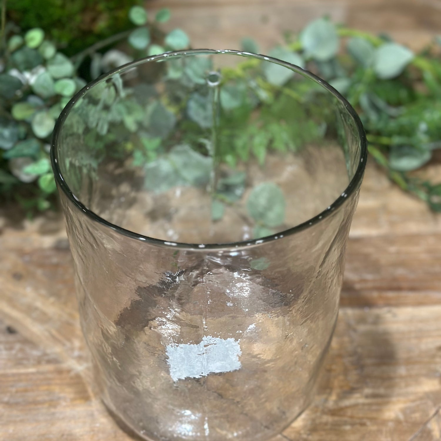 8” Hand-blown Round Clear Glass Hanging Vase