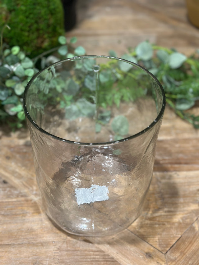 8” Hand-blown Round Clear Glass Hanging Vase