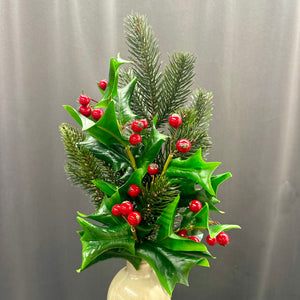 17" Deluxe Holly with Berries and Pine Spray