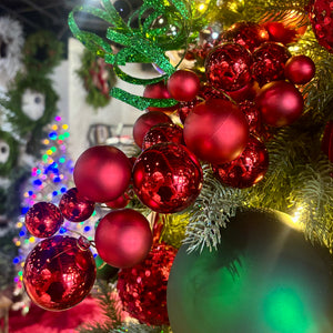 30" Ball Ornament Spray Mocha | Champagne | Red | Green