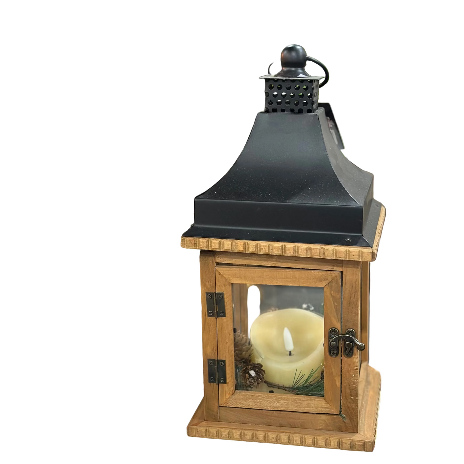 14" LED Lantern Wood Fire Flame Effect Indoor