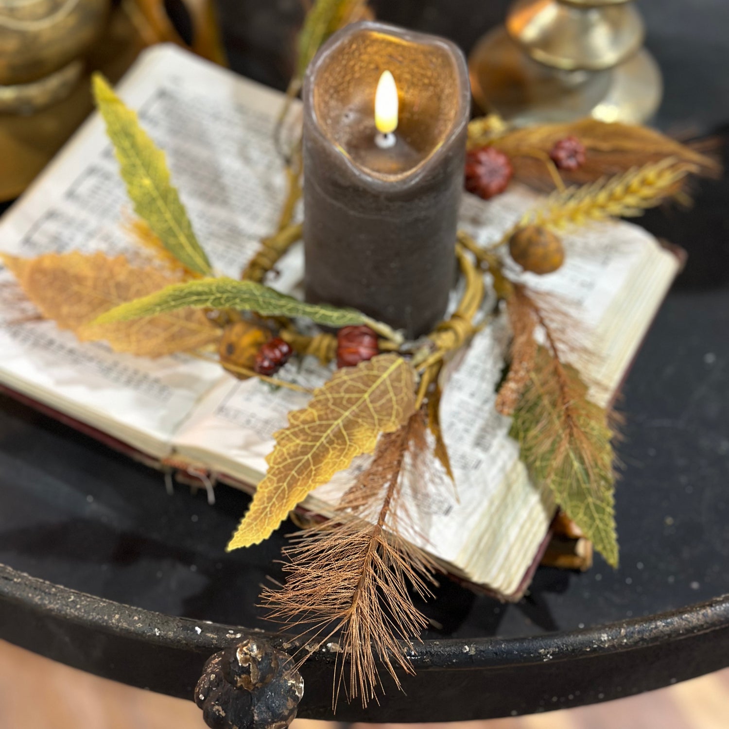 13" Mix Fall Foliage Candle Ring