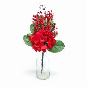 18" Hydrangea and Magnolia Leaf Berry Spray