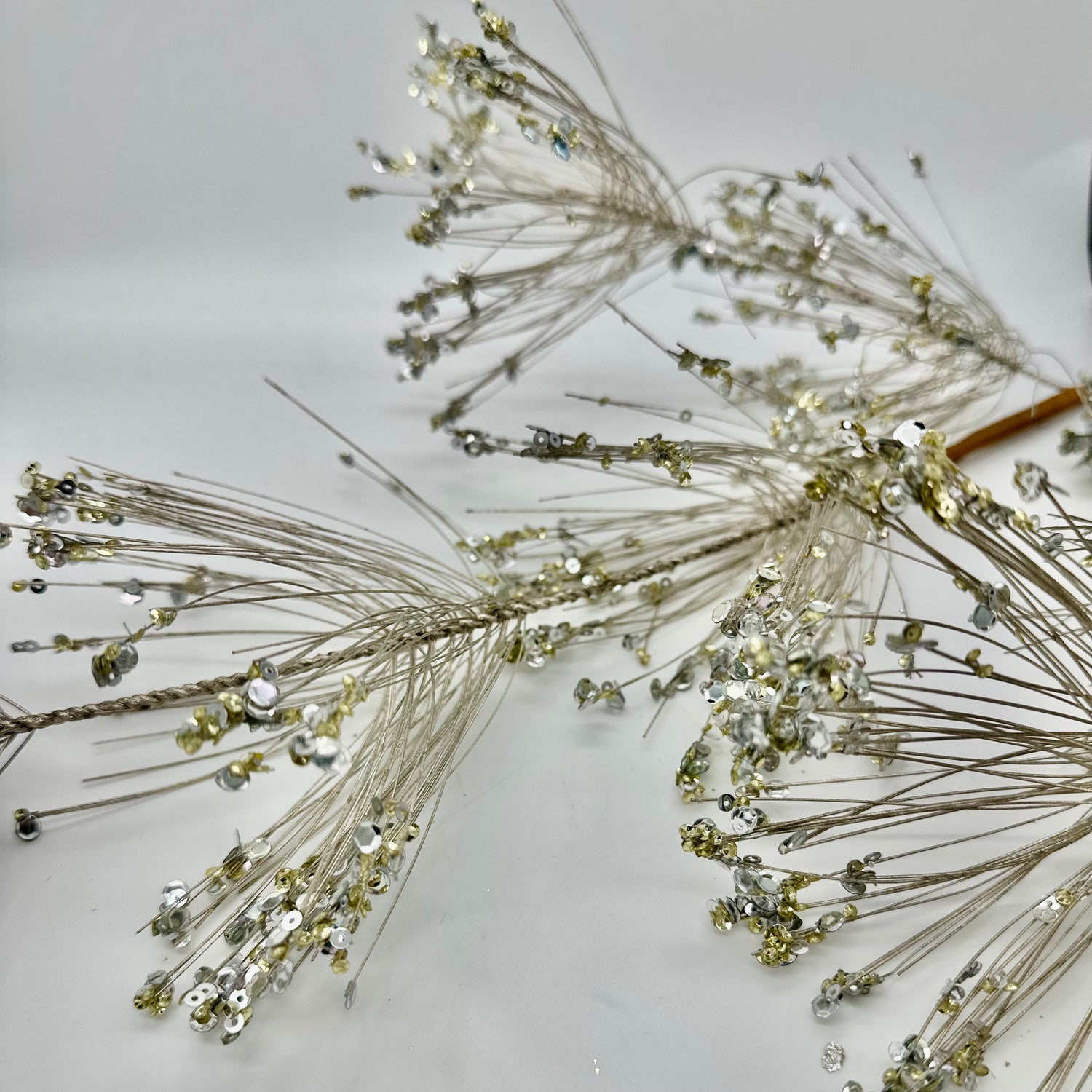 31" Champagne Sequin Firecracker Pine Spray