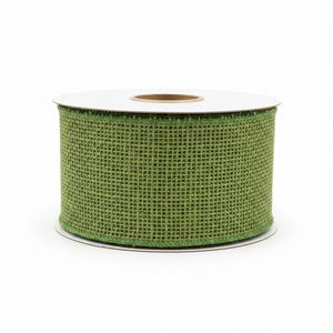 2.5" x 10 YDS Green Grass Burlap Glow Wired Edge Ribbon
