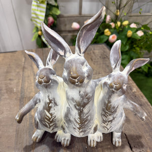 10.5" Resin Bunny Buddy Trio