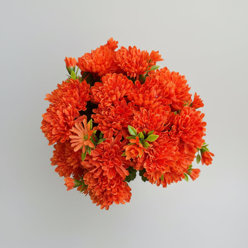 15" Orange Mini Mums & Buds Bush