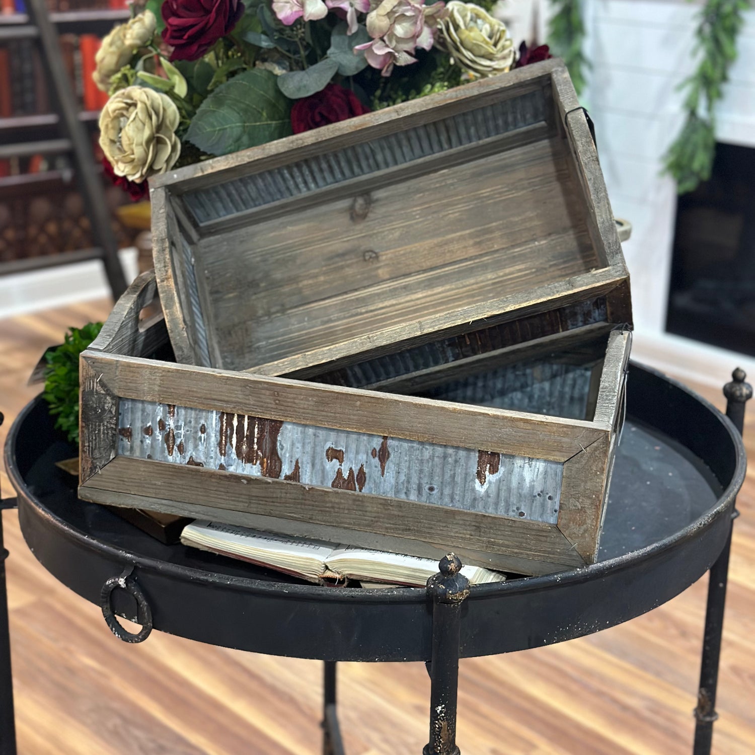 19”-17” Tin Sided Totes Set of 2