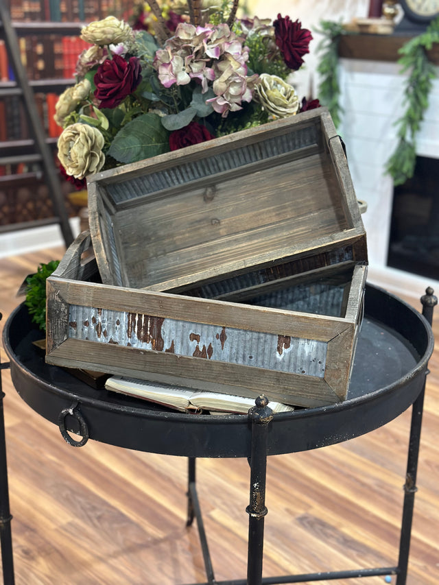 19”-17” Tin Sided Totes Set of 2