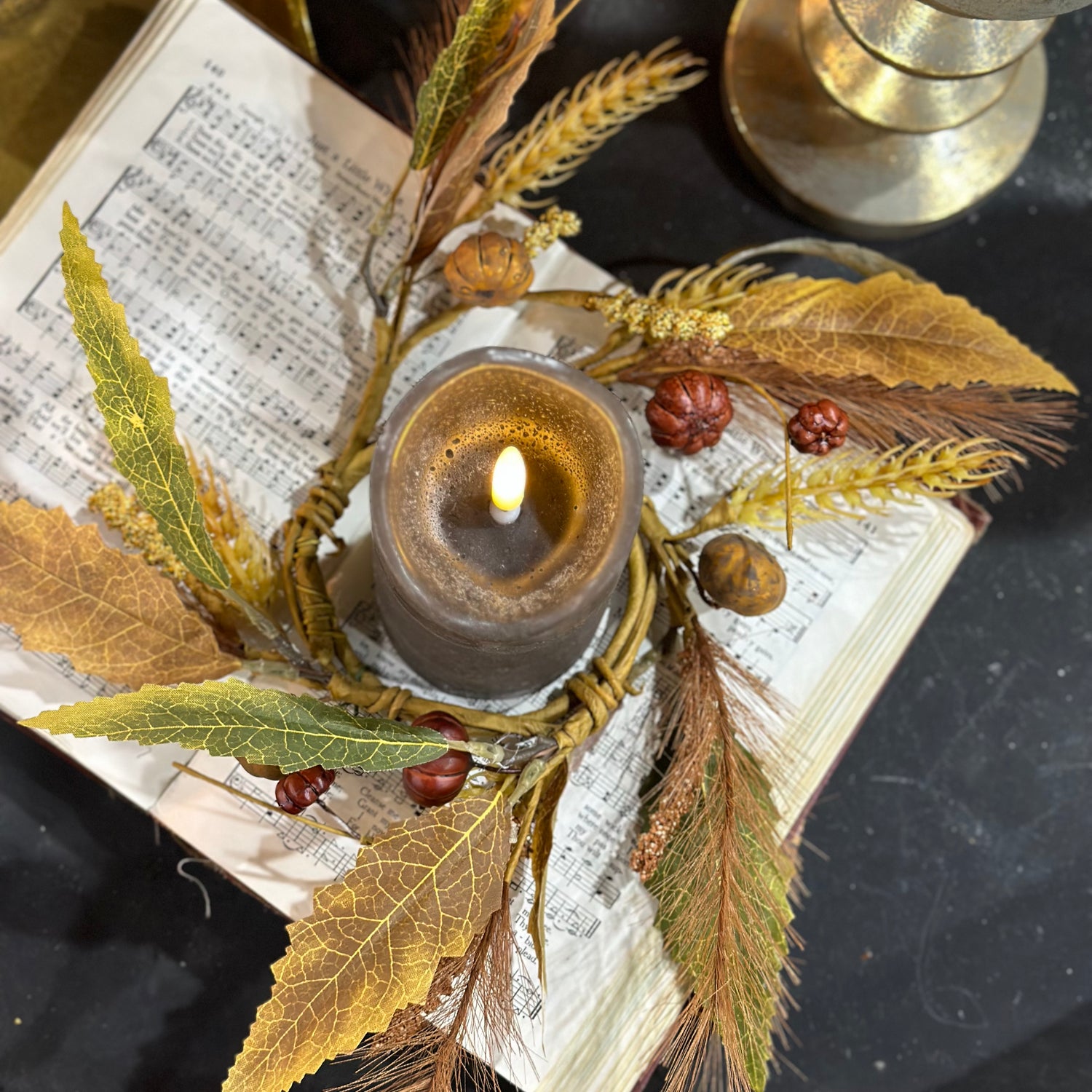 13" Mix Fall Foliage Candle Ring