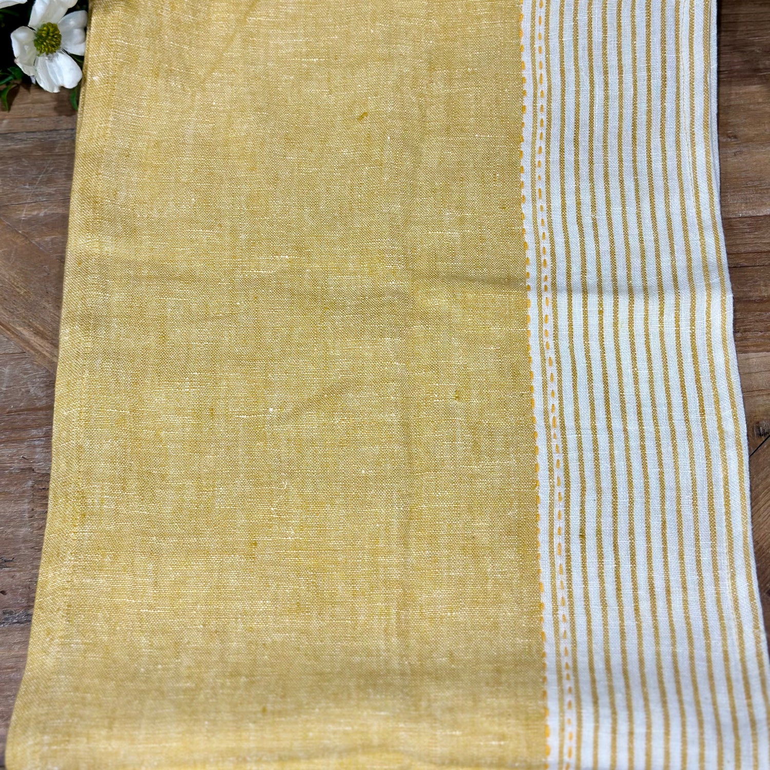 Linen Kitchen Table Runner Yellow