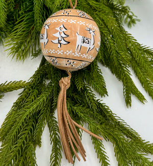 3" Wooden Ball with Tassel Ornament