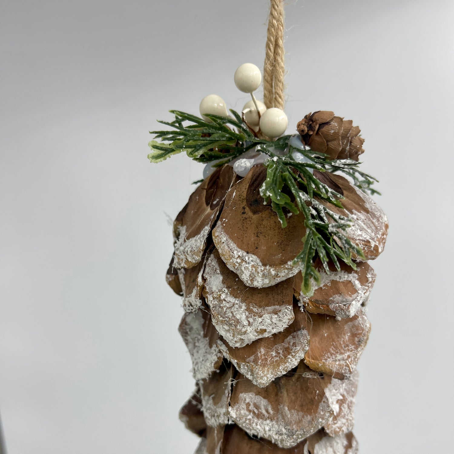 11.5" Snowy Sequoia Cone Ornament