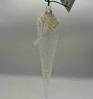 8" Icicle Glass Pearls, Speckled