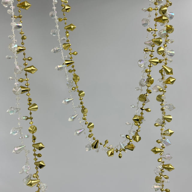 9" Iridescent | Gold Beaded Garland