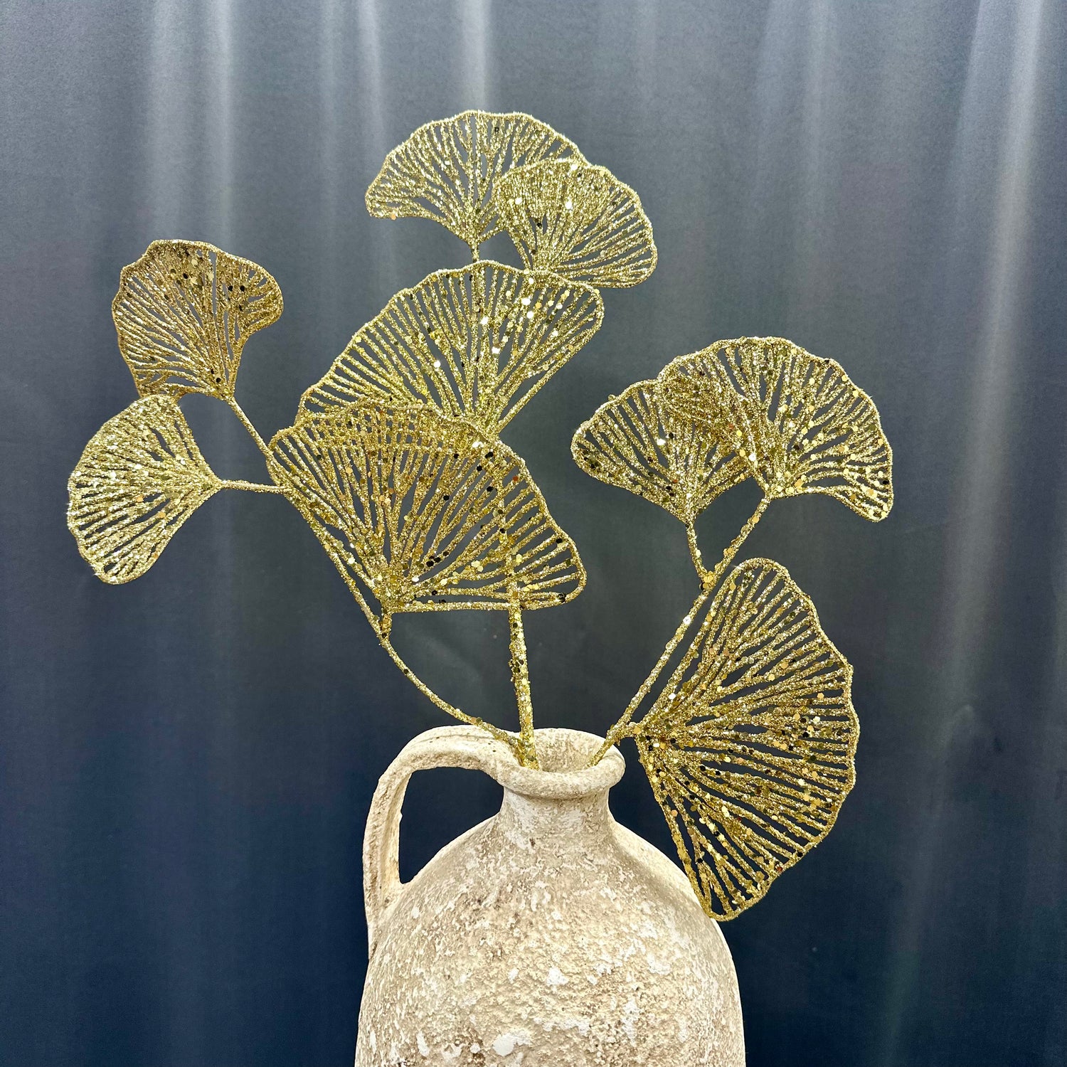 28" Gold Ginkgo Glitter Spray