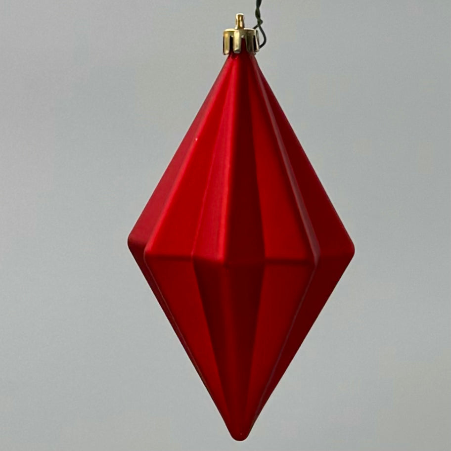 5.5" Red Matte Finial Christmas Ornament, 4/Bag Shatterproof