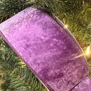 2.5"x10YDS Lavender Crown Velvet Metallic Back Ribbon