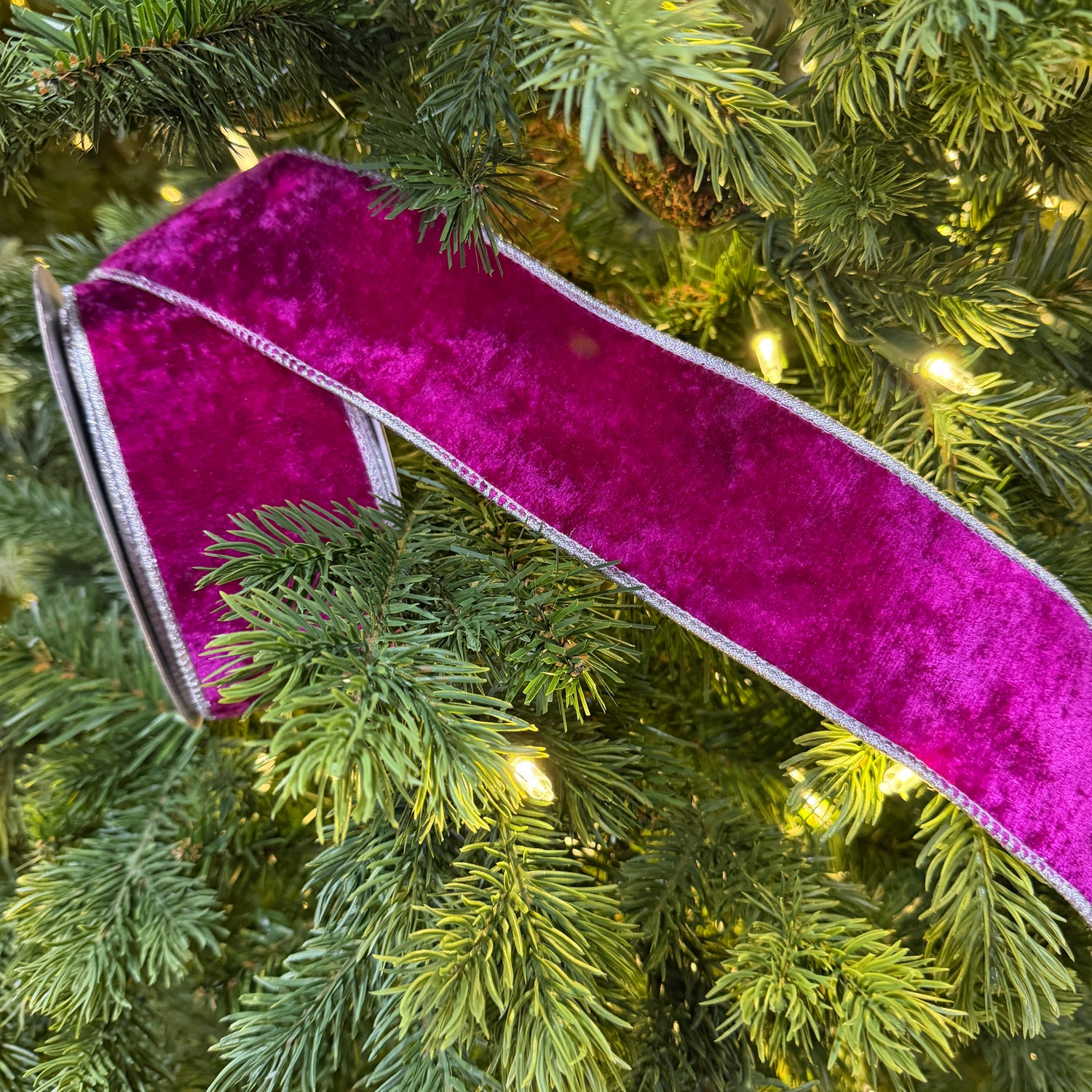 2.5"x10YDS Fuchsia Crown Velvet Metallic Back Ribbon