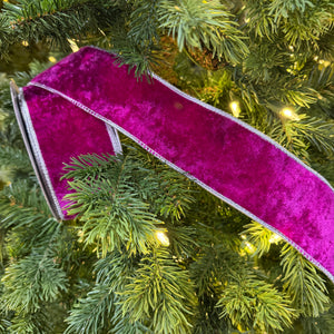 2.5"x10YDS Fuchsia Crown Velvet Metallic Back Ribbon