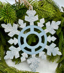6" Wooden Flocked Snowflake