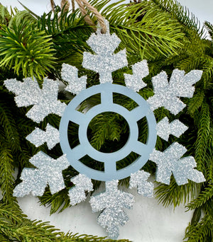 6" Wooden Flocked Snowflake