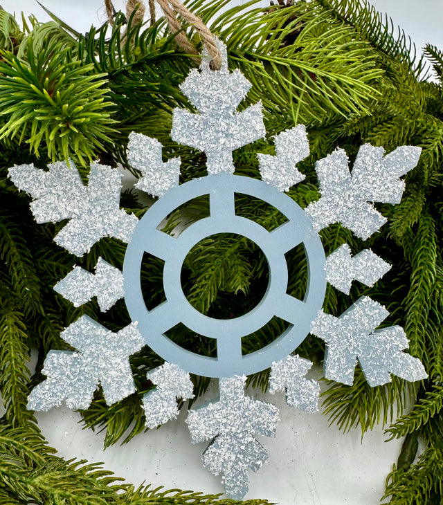 6" Wooden Flocked Snowflake