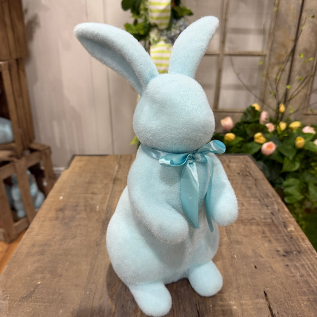 16" Pastel Blue Flocked Bunny Rabbit (Sold Individually)