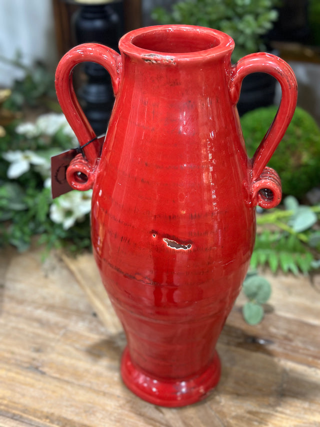 15.5” Glazed Handled Urn