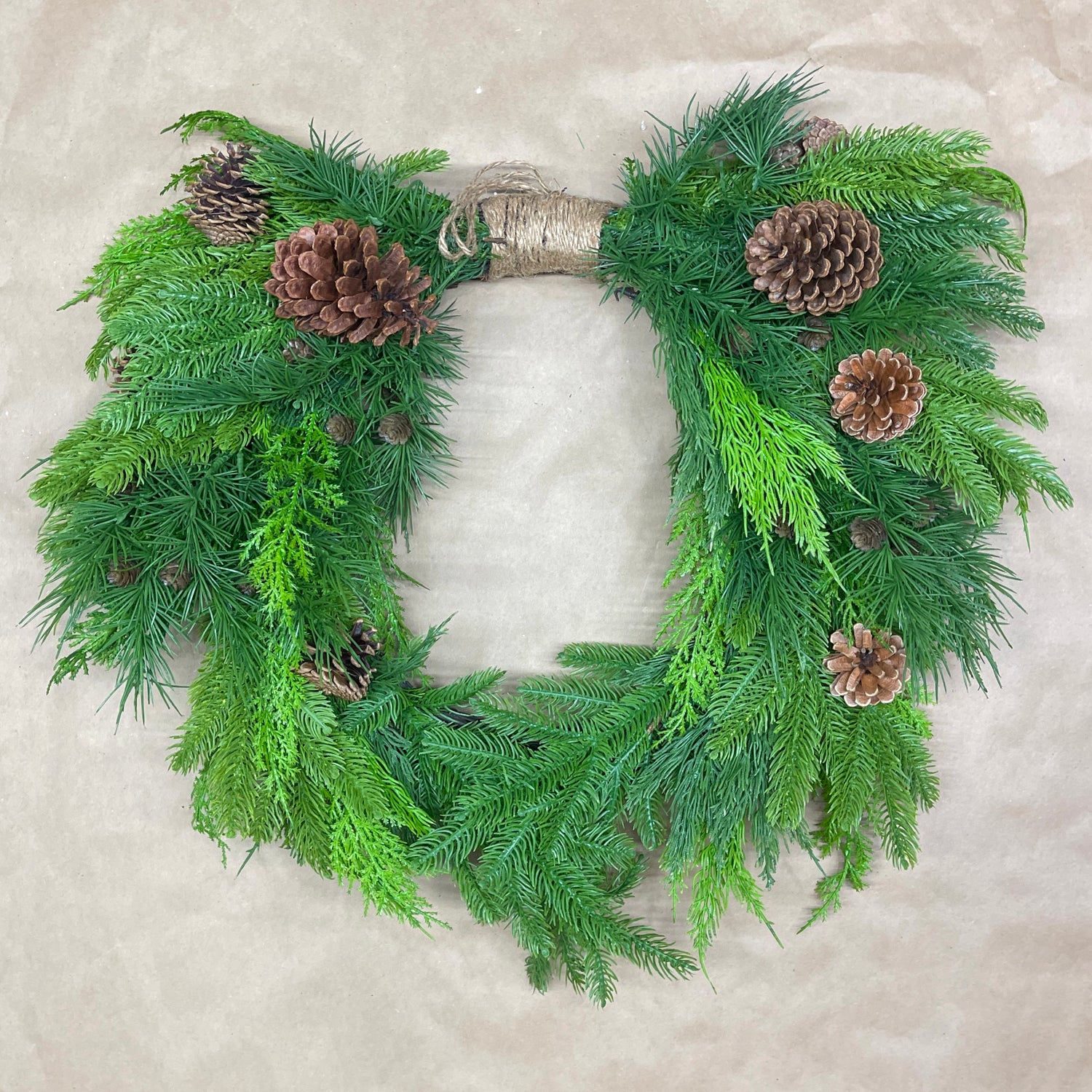 26" Natural Touch Mix Evergreen Heart Wreath