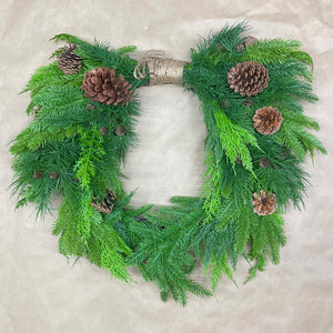 26" Natural Touch Mix Evergreen Heart Wreath