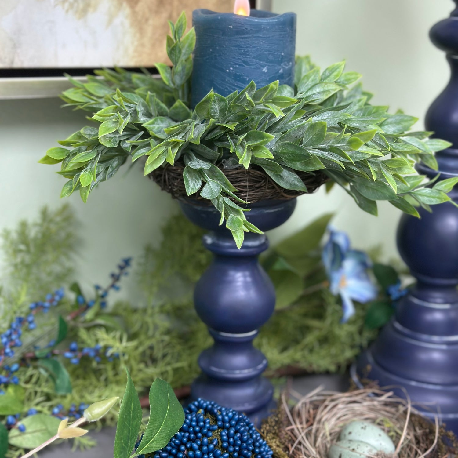 4" Ruscus Candle ring