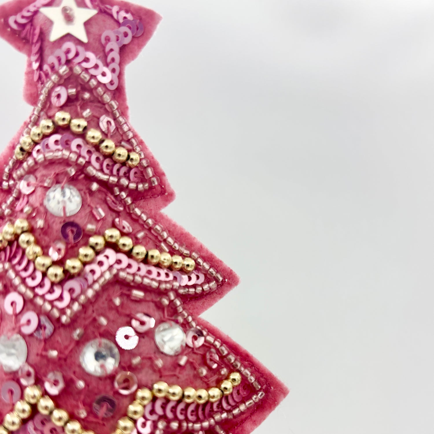 6" Embroidered Sequined Bead Tree Ornament | Pink